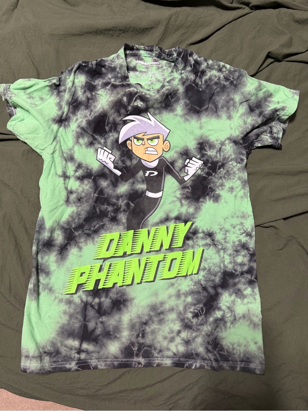 Nickelodeon Danny Phantom Tie-Dye Tee - Neon Green & Black